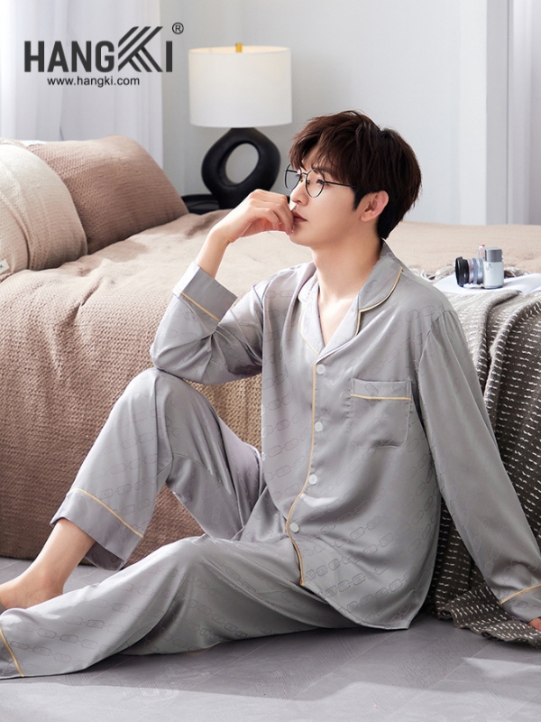TD222 - Đồ Ngủ Pijama Nam Tay Dài Quần Dài Lụa
