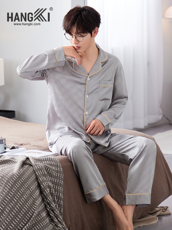 TD222 - Đồ Ngủ Pijama Nam Tay Dài Quần Dài Lụa