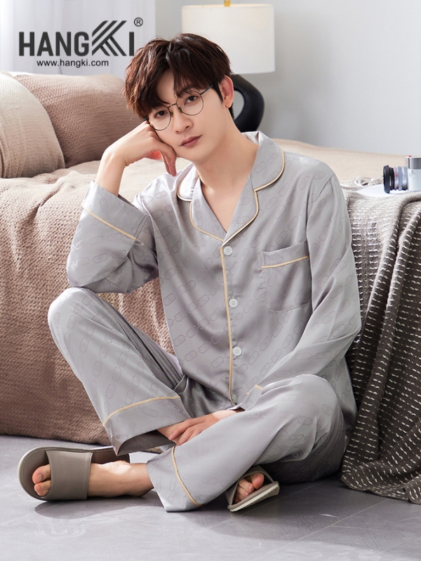 TD222 - Đồ Ngủ Pijama Nam Tay Dài Quần Dài Lụa