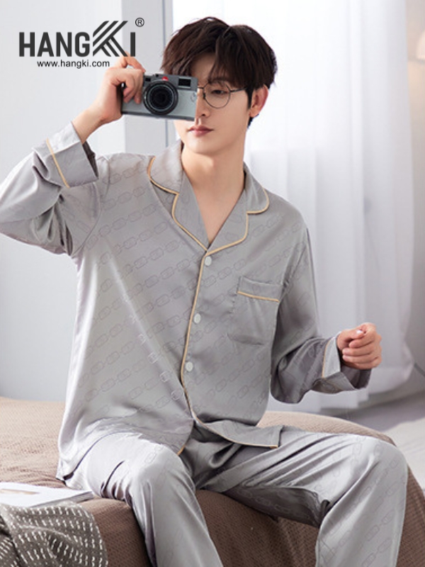 TD222 - Đồ Ngủ Pijama Nam Tay Dài Quần Dài Lụa