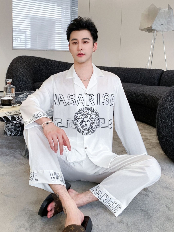 TD224 - Đồ Ngủ Pijama Nam Tay Dài Quần Dài Lụa
