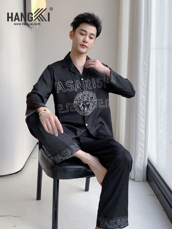 TD224 - Đồ Ngủ Pijama Nam Tay Dài Quần Dài Lụa