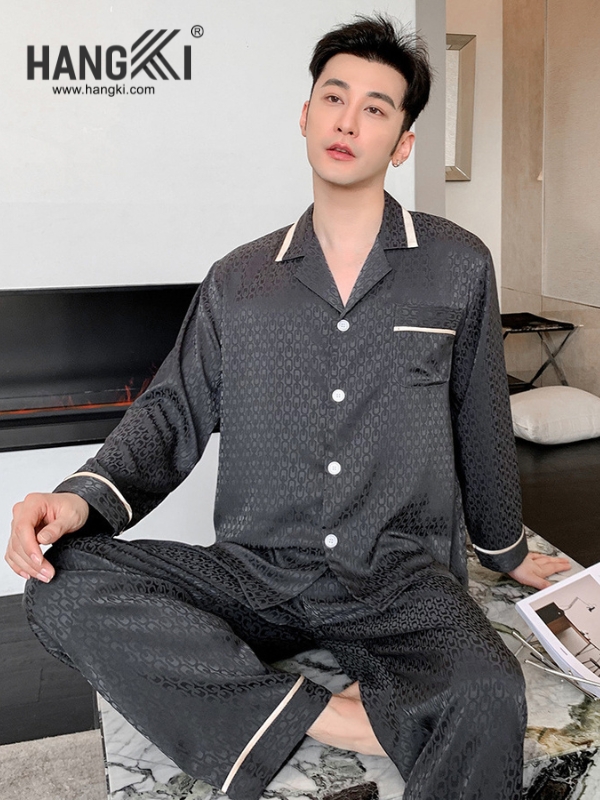 TD225 - Đồ Ngủ Pijama Nam Tay Dài Quần Dài Lụa