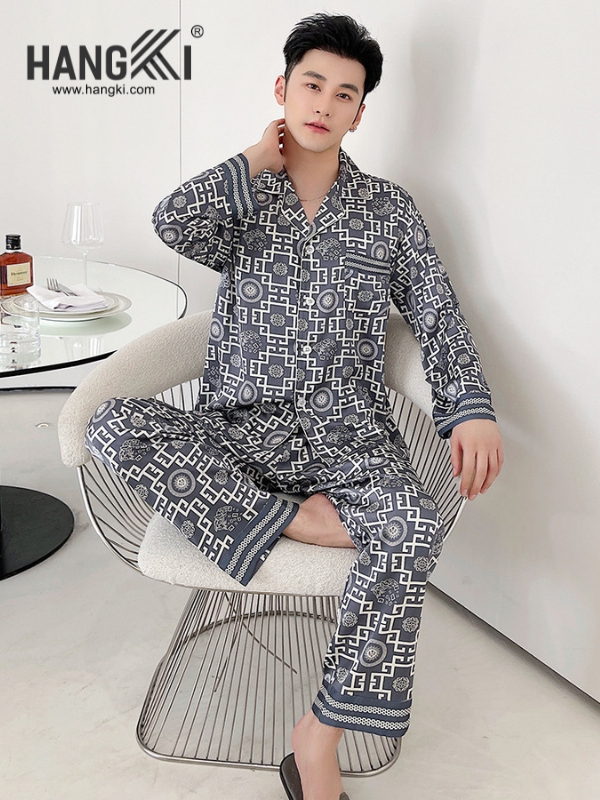 TD226 - Đồ Ngủ Pijama Nam Tay Dài Quần Dài Lụa