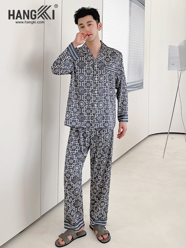 TD226 - Đồ Ngủ Pijama Nam Tay Dài Quần Dài Lụa