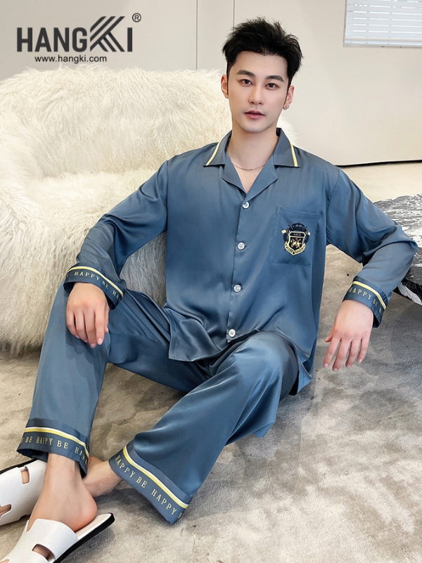 TD228 - Đồ Ngủ Pijama Nam Tay Dài Quần Dài Lụa