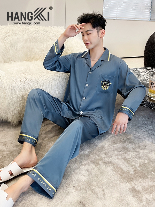 TD228 - Đồ Ngủ Pijama Nam Tay Dài Quần Dài Lụa