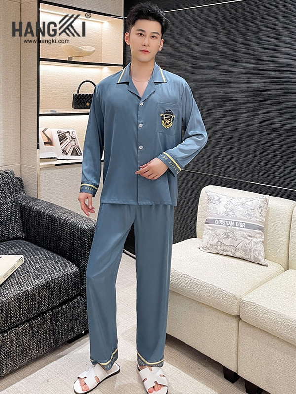 TD228 - Đồ Ngủ Pijama Nam Tay Dài Quần Dài Lụa