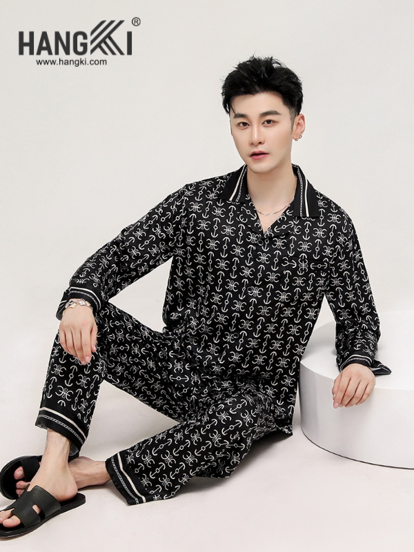 TD229 - Đồ Ngủ Pijama Nam Tay Dài Quần Dài Lụa