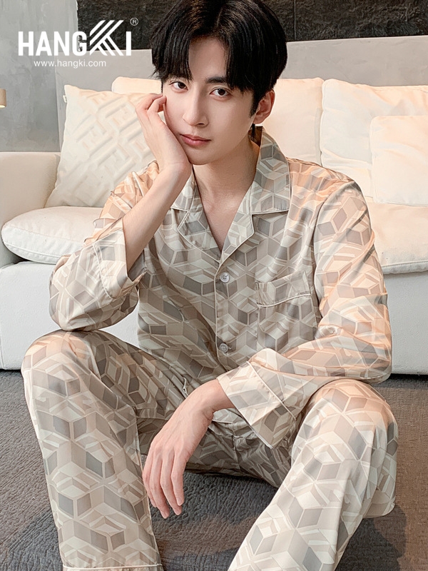 TD230 - Đồ Ngủ Pijama Nam Tay Dài Quần Dài Lụa