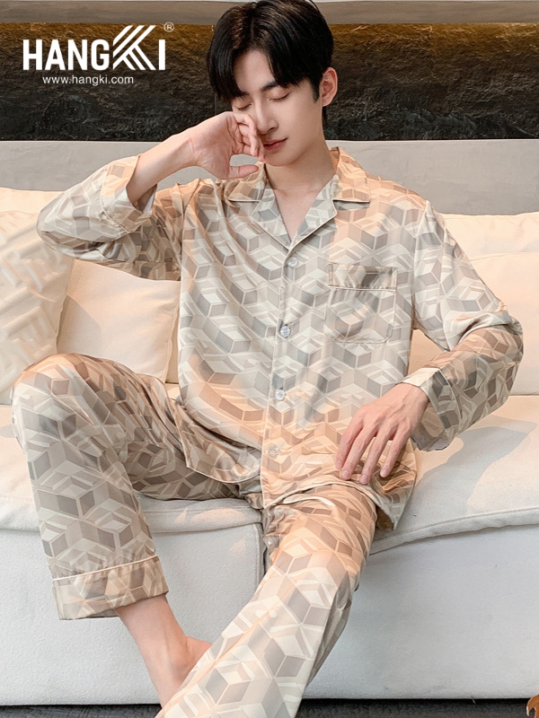 TD230 - Đồ Ngủ Pijama Nam Tay Dài Quần Dài Lụa