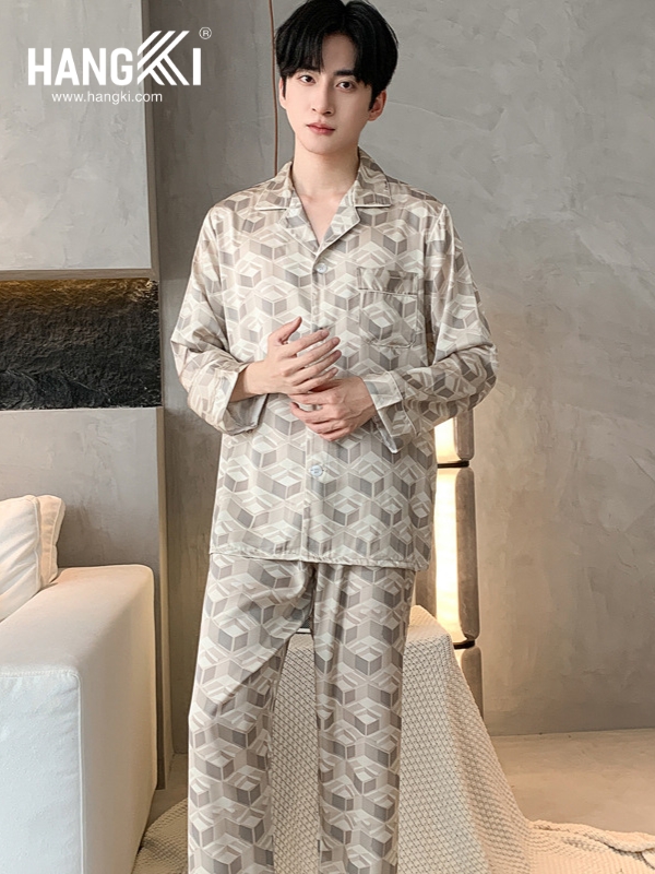 TD230 - Đồ Ngủ Pijama Nam Tay Dài Quần Dài Lụa