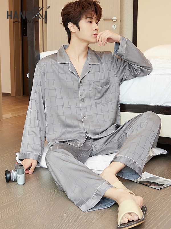TD232 - Đồ Ngủ Pijama Nam Tay Dài Quần Dài Lụa