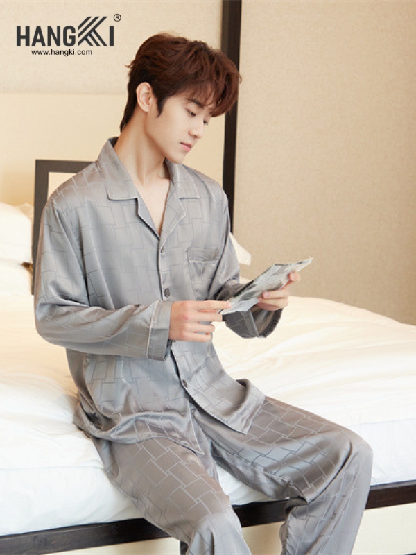 TD232 - Đồ Ngủ Pijama Nam Tay Dài Quần Dài Lụa