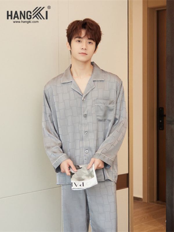 TD232 - Đồ Ngủ Pijama Nam Tay Dài Quần Dài Lụa