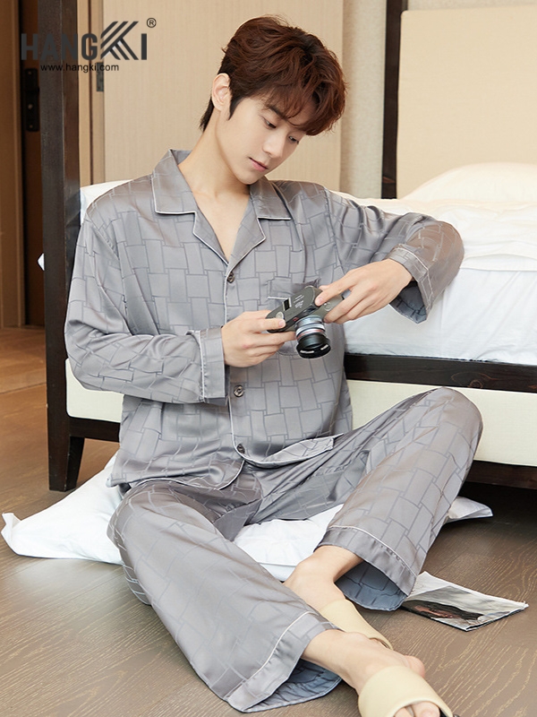 TD232 - Đồ Ngủ Pijama Nam Tay Dài Quần Dài Lụa