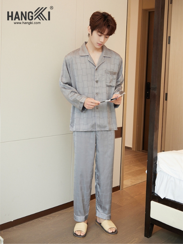 TD232 - Đồ Ngủ Pijama Nam Tay Dài Quần Dài Lụa