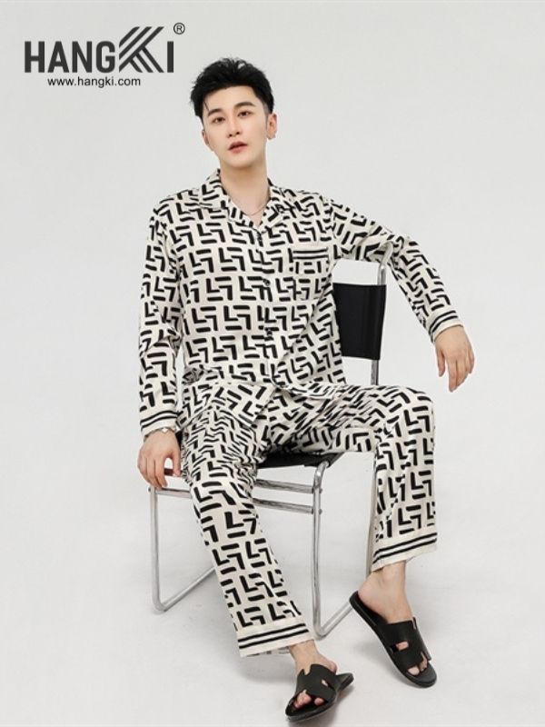 TD233 - Đồ Ngủ Pijama Nam Tay Dài Quần Dài Lụa