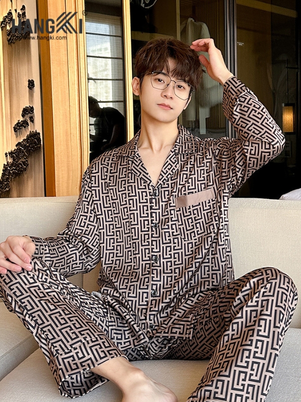 TD234 - Đồ Ngủ Pijama Nam Tay Dài Quần Dài Lụa