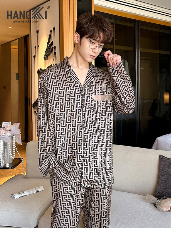 TD234 - Đồ Ngủ Pijama Nam Tay Dài Quần Dài Lụa