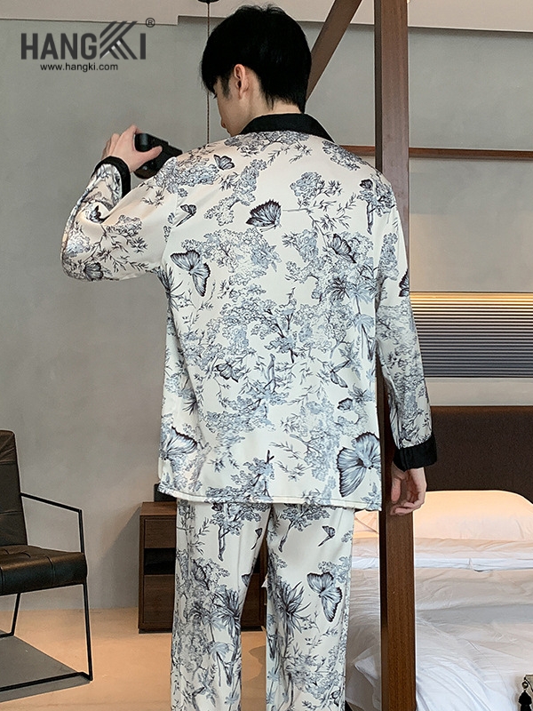 TD238 - Đồ Ngủ Pijama Nam Tay Dài Quần Dài Lụa
