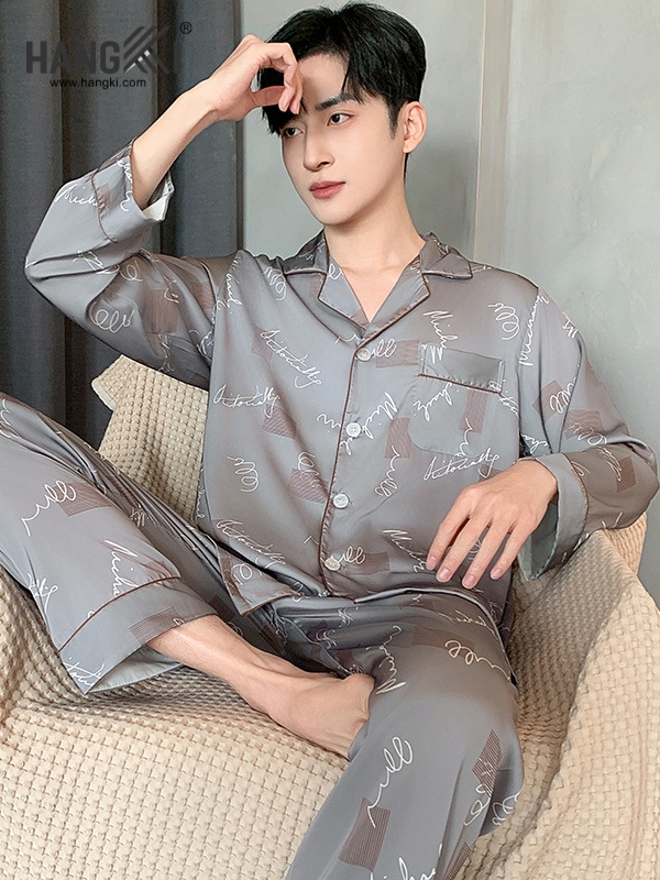 TD239 - Đồ Ngủ Pijama Nam Tay Dài Quần Dài Lụa
