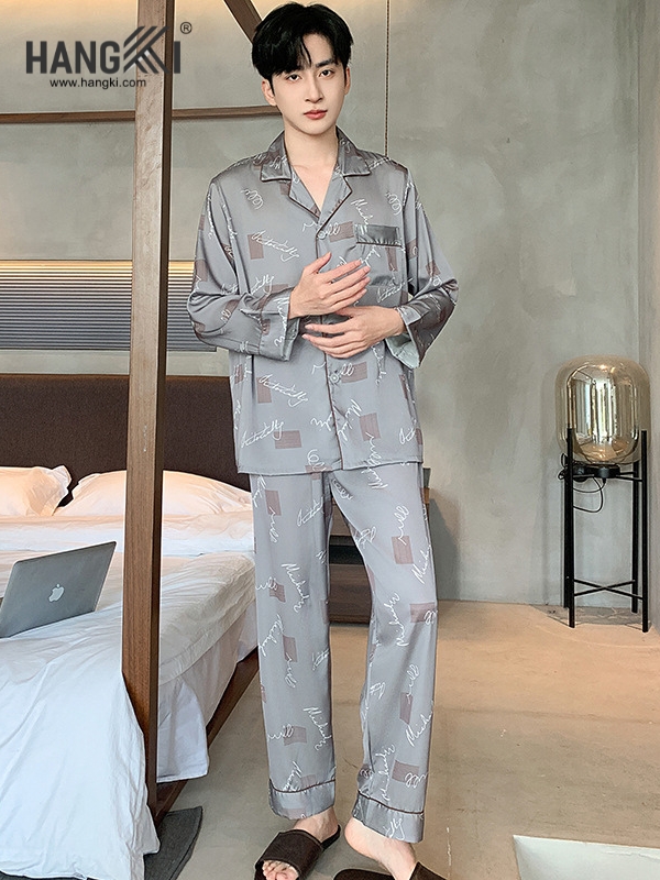 TD239 - Đồ Ngủ Pijama Nam Tay Dài Quần Dài Lụa