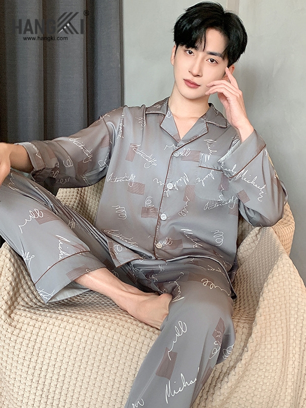 TD239 - Đồ Ngủ Pijama Nam Tay Dài Quần Dài Lụa