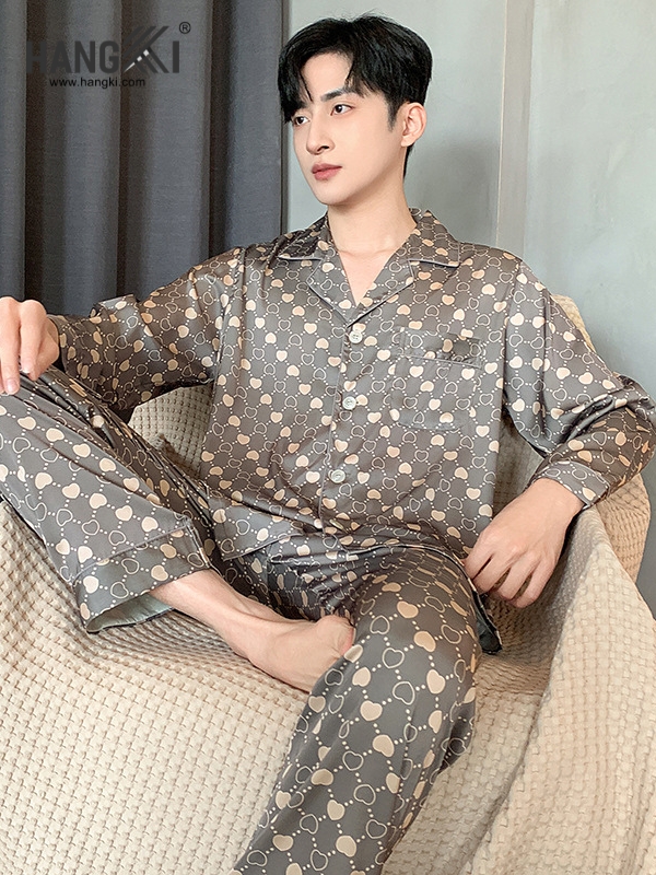 TD241 - Đồ Ngủ Pijama Nam Tay Dài Quần Dài Lụa