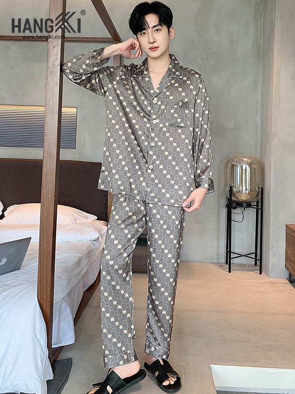 TD241 - Đồ Ngủ Pijama Nam Tay Dài Quần Dài Lụa