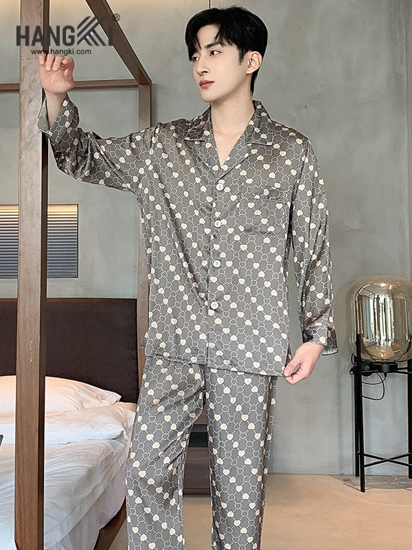 TD241 - Đồ Ngủ Pijama Nam Tay Dài Quần Dài Lụa