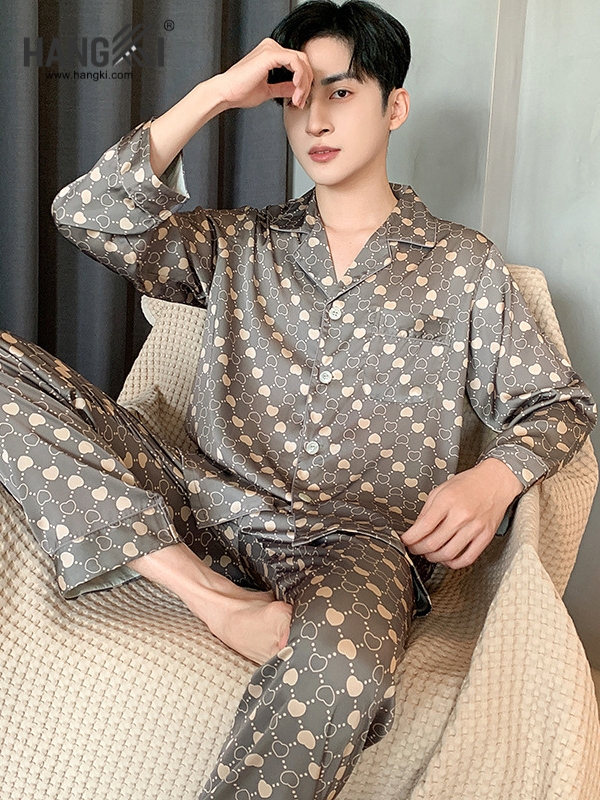 TD241 - Đồ Ngủ Pijama Nam Tay Dài Quần Dài Lụa