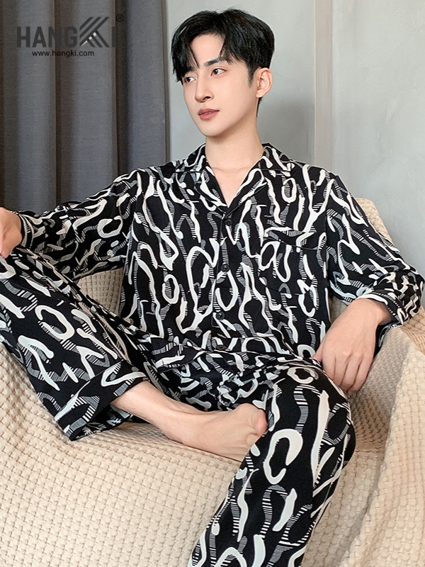 TD242 - Đồ Ngủ Pijama Nam Tay Dài Quần Dài Lụa