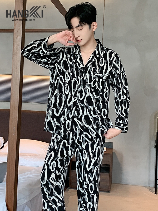 TD242 - Đồ Ngủ Pijama Nam Tay Dài Quần Dài Lụa