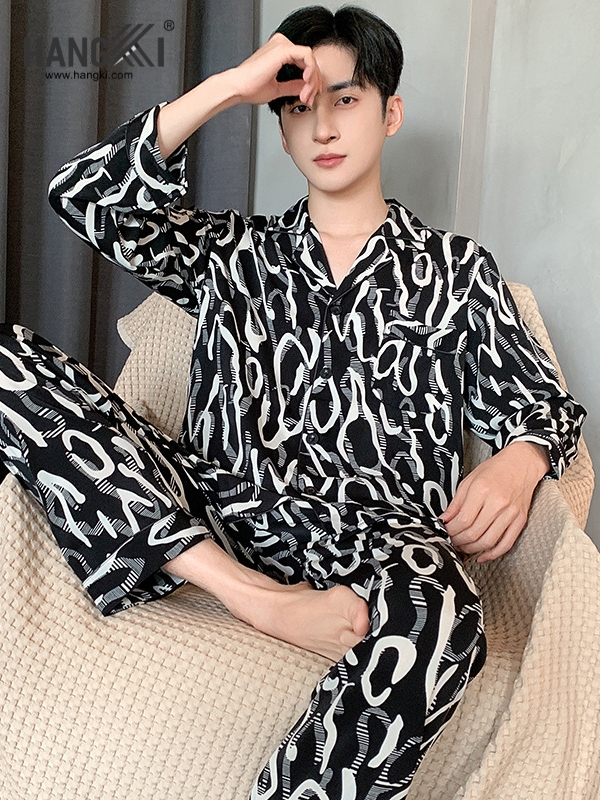 TD242 - Đồ Ngủ Pijama Nam Tay Dài Quần Dài Lụa