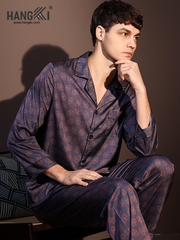 TD243 - Đồ Ngủ Pijama Nam Tay Dài Quần Dài Lụa