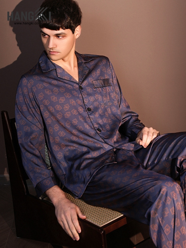 TD243 - Đồ Ngủ Pijama Nam Tay Dài Quần Dài Lụa