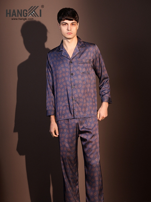 TD243 - Đồ Ngủ Pijama Nam Tay Dài Quần Dài Lụa