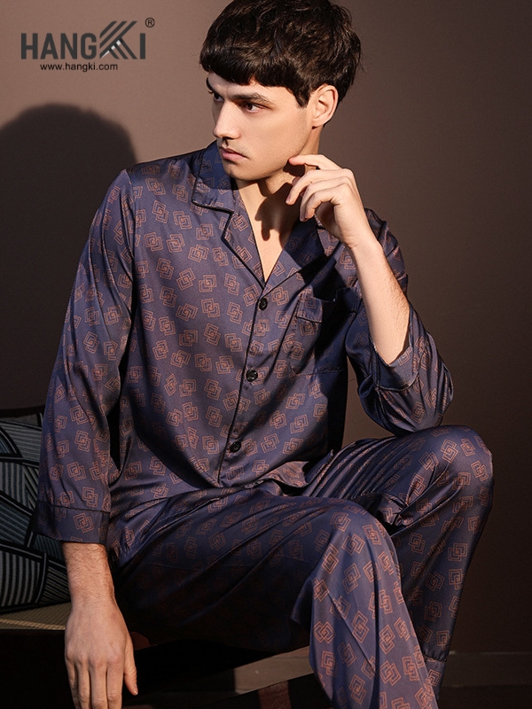 TD243 - Đồ Ngủ Pijama Nam Tay Dài Quần Dài Lụa