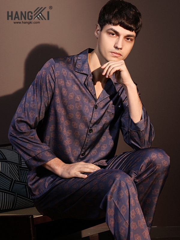 TD243 - Đồ Ngủ Pijama Nam Tay Dài Quần Dài Lụa
