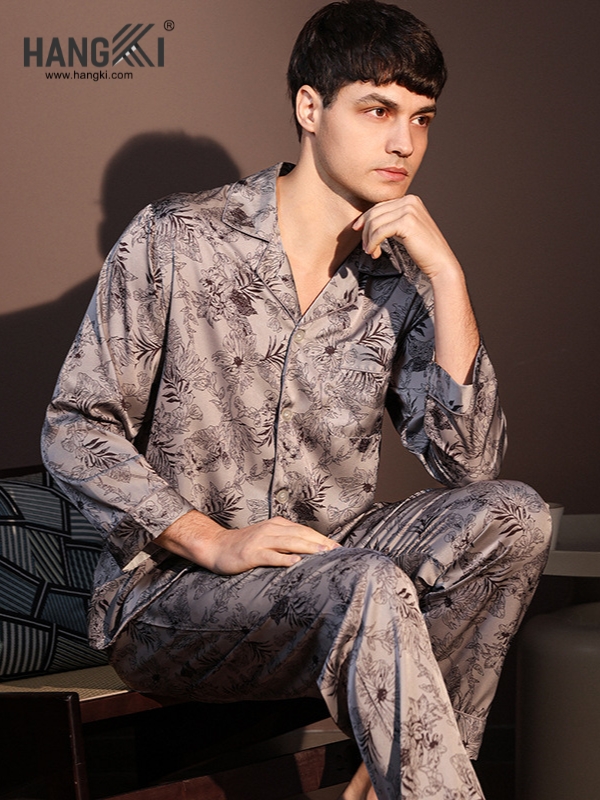 TD244 - Đồ Ngủ Pijama Nam Tay Dài Quần Dài Lụa