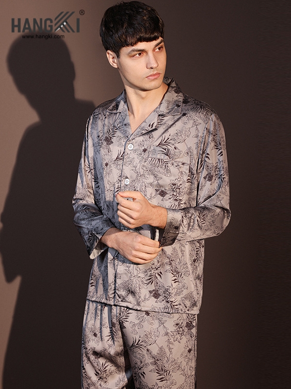 TD244 - Đồ Ngủ Pijama Nam Tay Dài Quần Dài Lụa