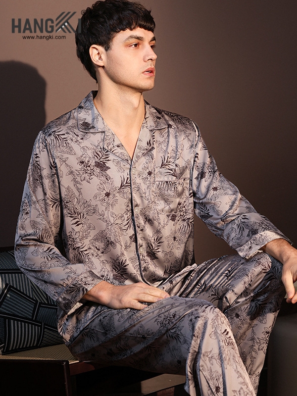 TD244 - Đồ Ngủ Pijama Nam Tay Dài Quần Dài Lụa