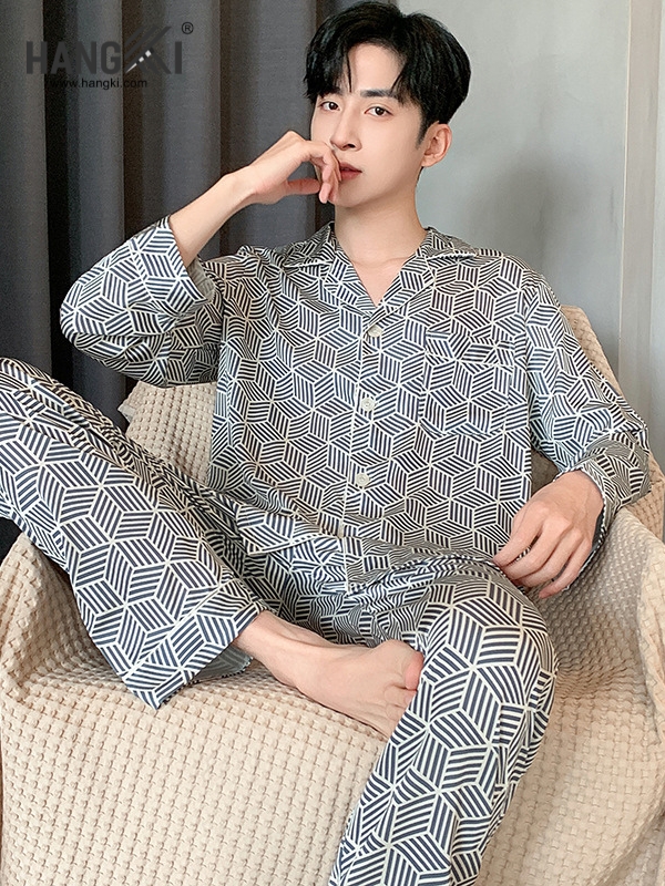 TD245 - Đồ Ngủ Pijama Nam Tay Dài Quần Dài Lụa