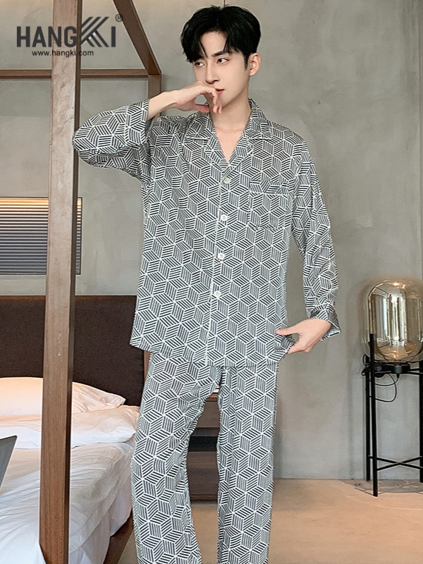 TD245 - Đồ Ngủ Pijama Nam Tay Dài Quần Dài Lụa