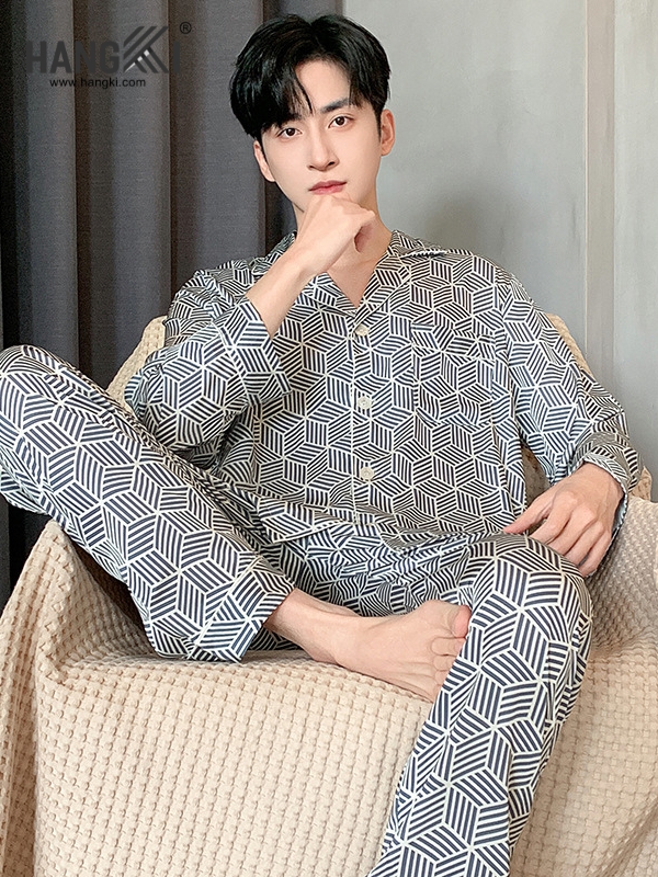 TD245 - Đồ Ngủ Pijama Nam Tay Dài Quần Dài Lụa