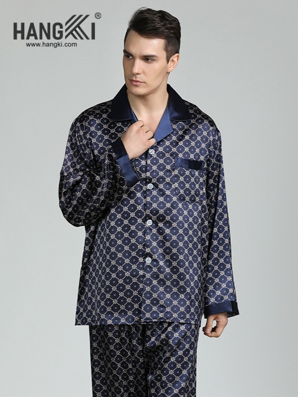 TD246 - Đồ Ngủ Pijama Nam Tay Dài Quần Dài Lụa