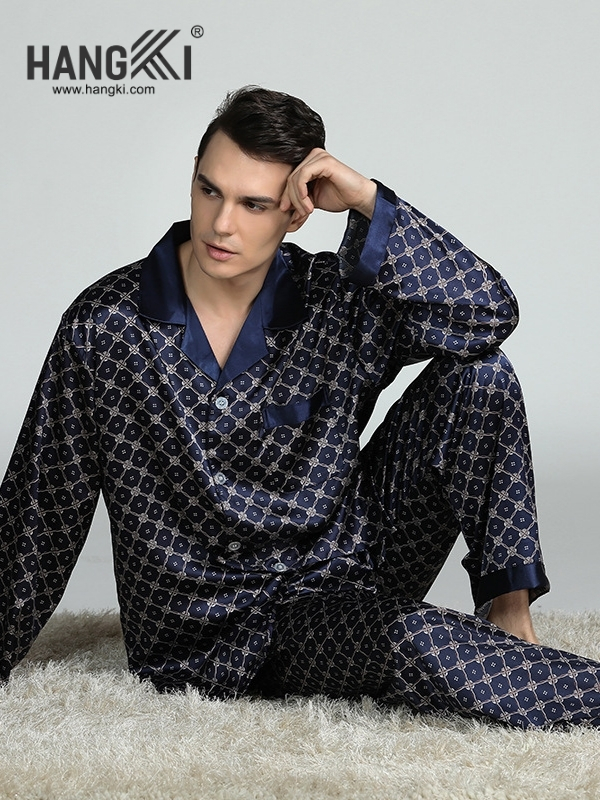 TD246 - Đồ Ngủ Pijama Nam Tay Dài Quần Dài Lụa