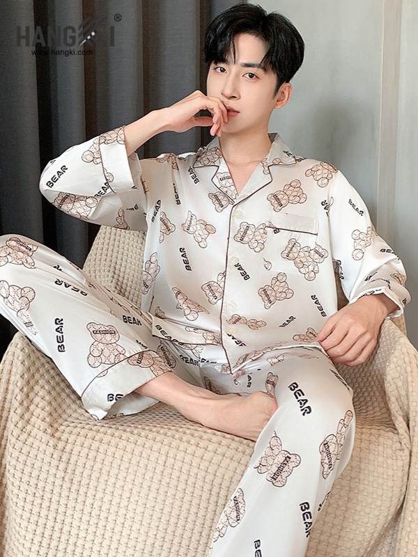 TD249 - Đồ Ngủ Pijama Nam Tay Dài Quần Dài Lụa