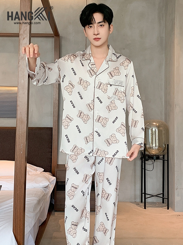 TD249 - Đồ Ngủ Pijama Nam Tay Dài Quần Dài Lụa